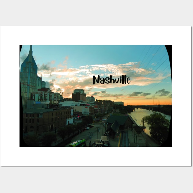 Cool sunset photography of Nashville Tennessee skyline sunset sky USA city break Wall Art by BoogieCreates